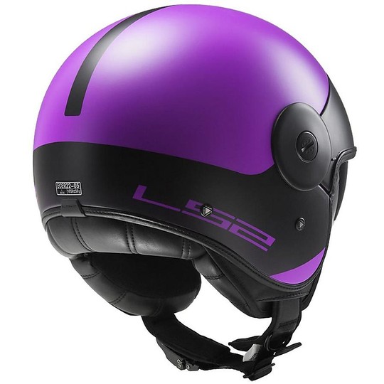 Motorcycle Helmet Jet LS2 OFF597 Fiber Convertible Via Matt Purple