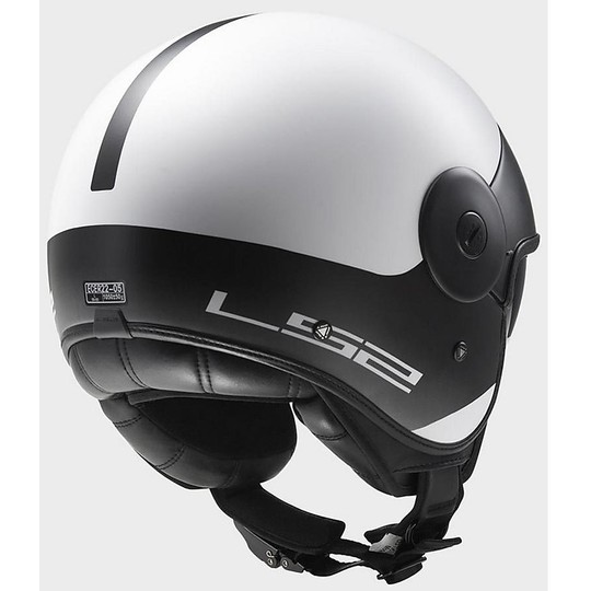Motorcycle Helmet Jet LS2 OFF597 Fiber Convertible Via Matt White / Black