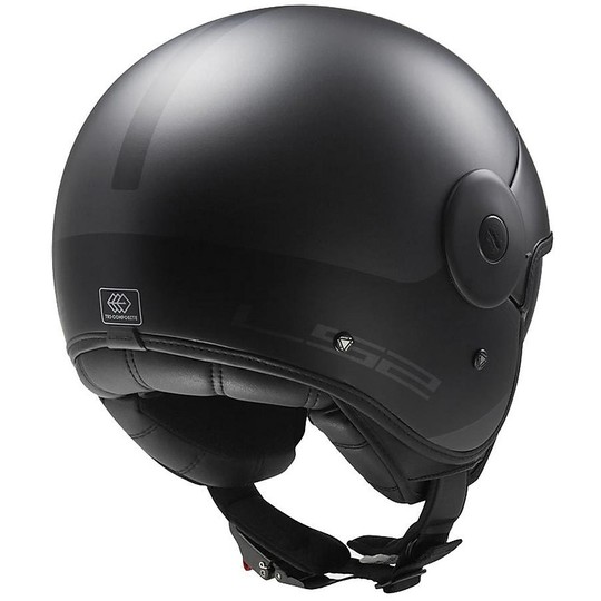 Motorcycle Helmet Jet LS2 OFF597 Fiber Convertible Via Titanium / Black