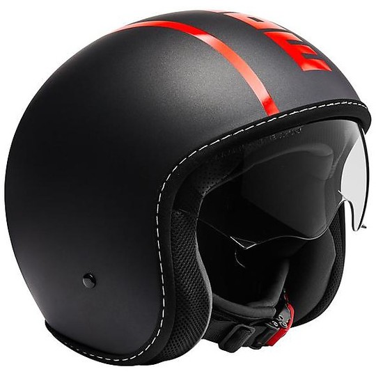 Motorcycle Helmet Jet Momo Design BLADE Matte Black Decal Red