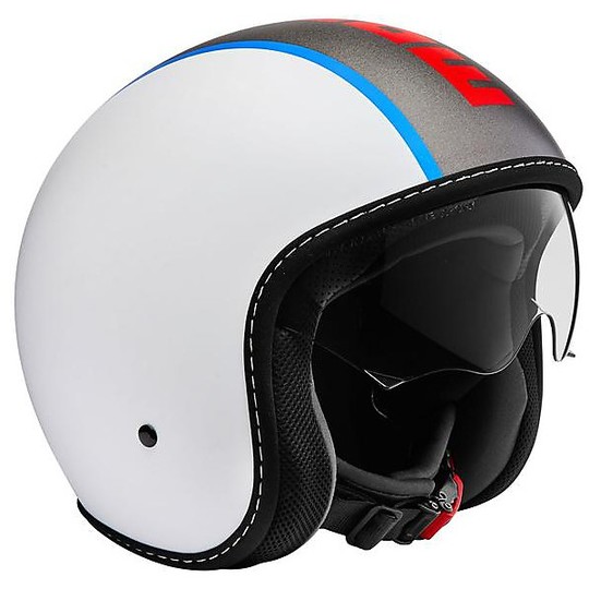 Motorcycle Helmet Jet Momo Design BLADE Matte White Decal Red