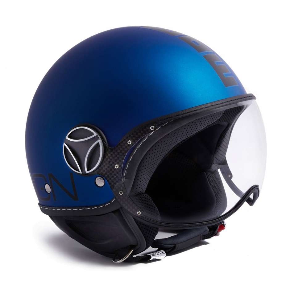 Motorcycle Helmet Jet Momo Design FGTR Fighter Classic Blue Matt Black