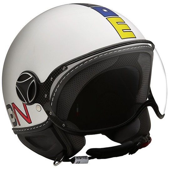 Motorcycle Helmet Jet Momo Design FGTR Fighter CLASSIC Multicolor Matt White
