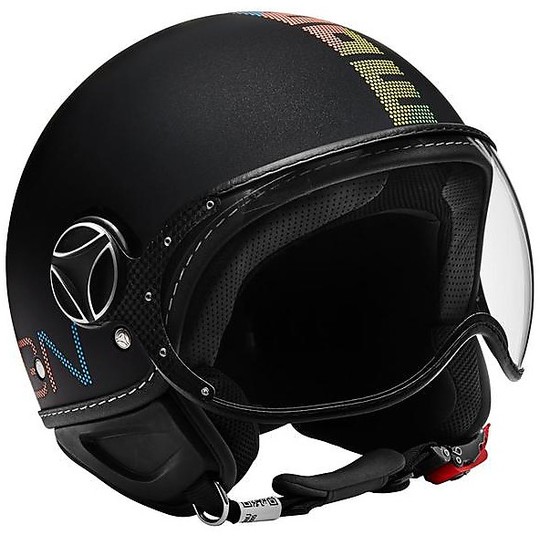 Motorcycle Helmet Jet Momo Design FGTR PIXEL Black Metallic Matte Decal Muticolor