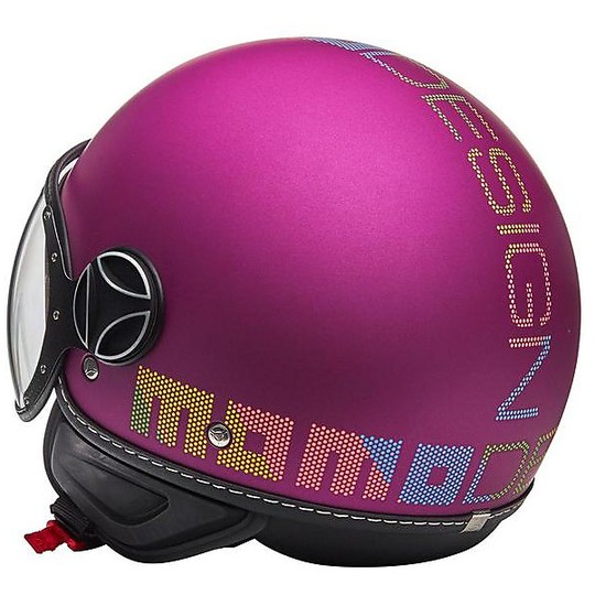 Motorcycle Helmet Jet Momo Design FGTR PIXEL Purple Matt Decal Muticolor