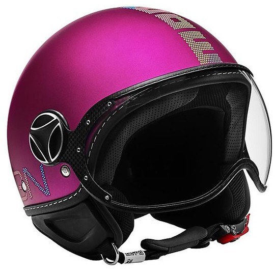 Motorcycle Helmet Jet Momo Design FGTR PIXEL Purple Matt Decal Muticolor