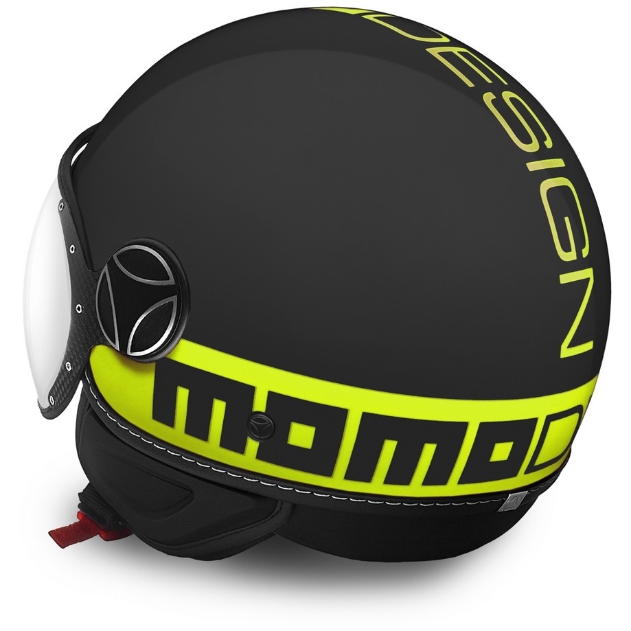 Motorcycle Helmet Jet Momo Design Fighter FGTR FLUO Matt Black Fluo Yellow