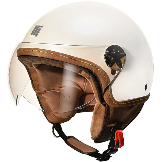 Motorcycle helmet Jet Motocubo ANT Glossy White Helicopter visor