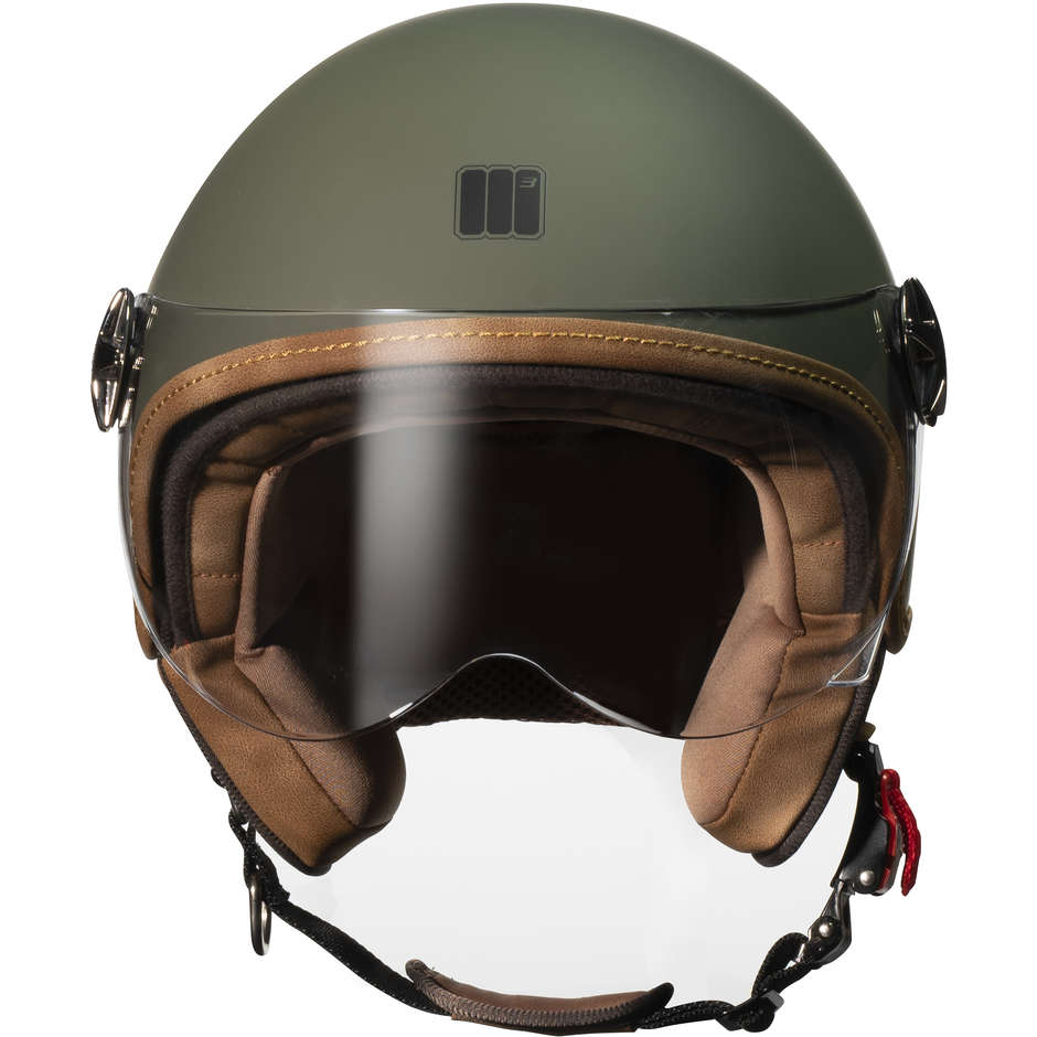 Motorcycle helmet Jet Motocubo ANT Green black Helicopter visor