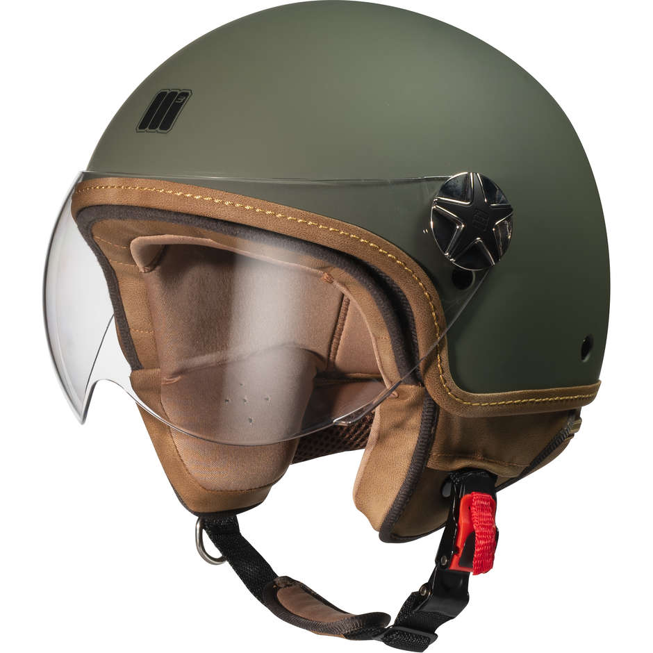 Motorcycle helmet Jet Motocubo ANT Green black Helicopter visor