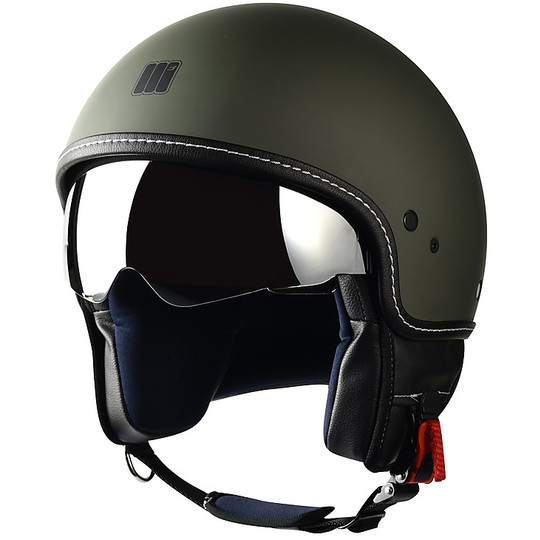 Motorcycle helmet Jet Motocubo Beetle Green Military Matt With Visor