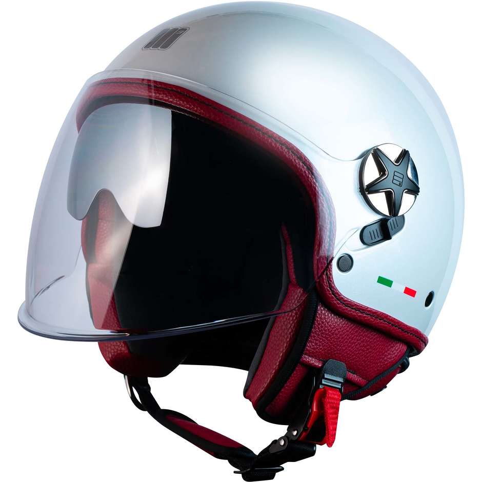 Motorcycle Helmet Jet Motocubo FLY EVO White Pearl Double Visor