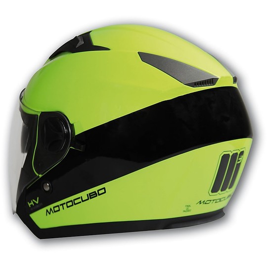 Motorcycle Helmet Jet Motocubo Jet Sun Ages Yellow Hi Vision Double Visor