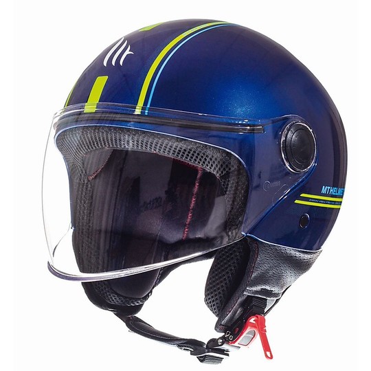 Motorcycle Helmet Jet MT Helmets STREET Entire J2 Blue Yellow Fluo