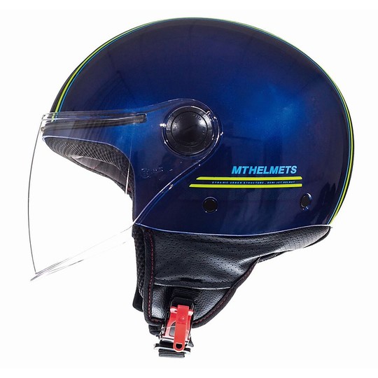 Motorcycle Helmet Jet MT Helmets STREET Entire J2 Blue Yellow Fluo