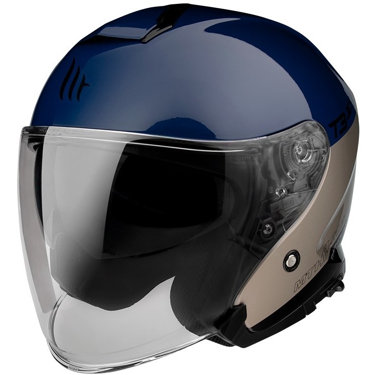 Motorcycle Helmet Jet MT Helmets Thunder3 SV Jet Xpert A17 Glossy Blue