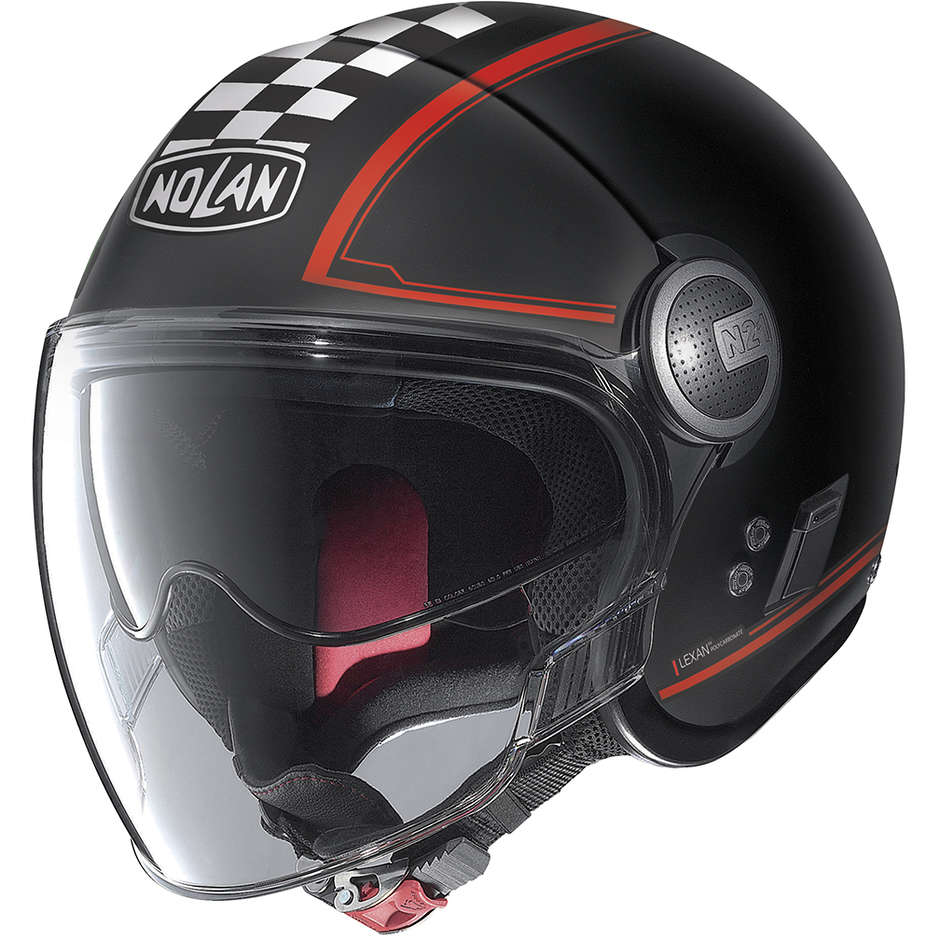 Motorcycle Helmet Jet Nolan N21 VISOR AMARCORD 110 Matt Black Red