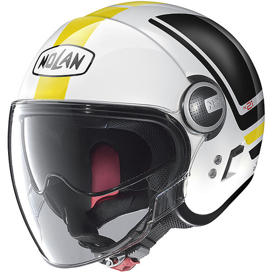Motorcycle Helmet Jet Nolan N21 VISOR FLYBRIDGE 065 White Metal Yellow