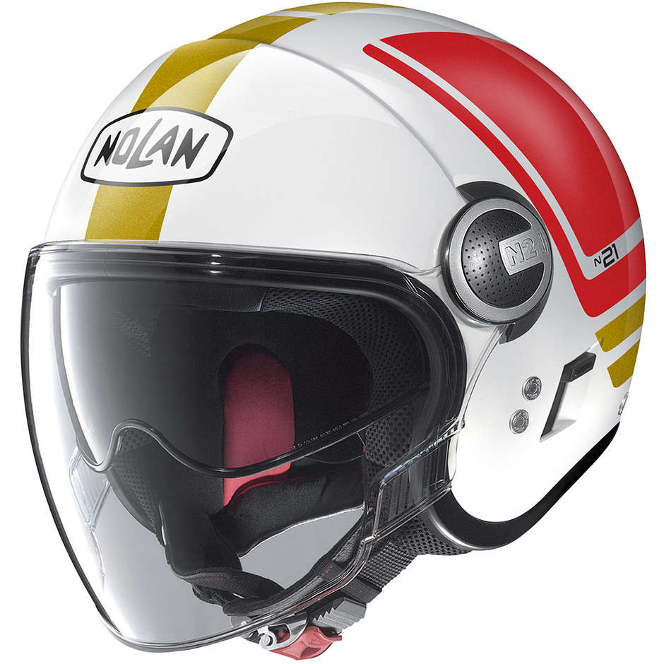 Motorcycle Helmet Jet Nolan N21 VISOR FLYBRIDGE 067 White Metal Green Red