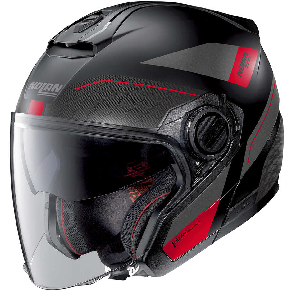 Motorcycle Helmet Jet Nolan N40.5 PIVOT N-Com 025 Black Red Opaque