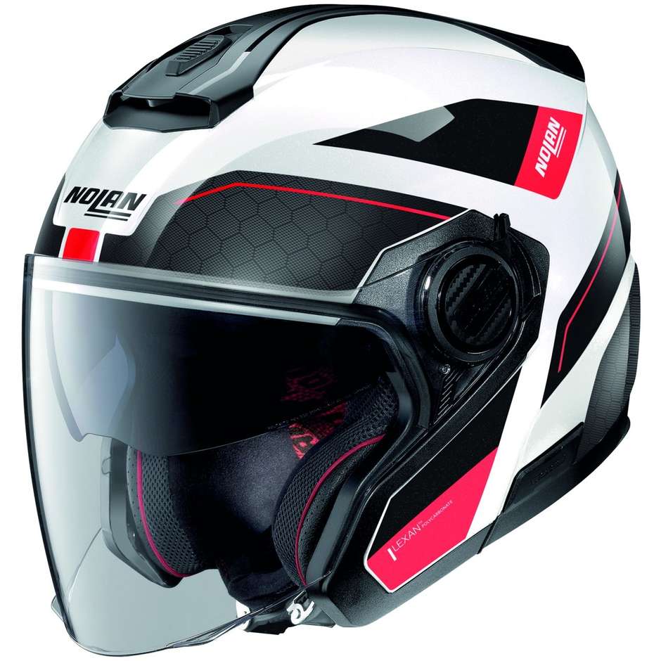 Motorcycle Helmet Jet Nolan N40.5 PIVOT N-Com 027 White Black Red