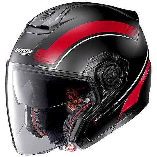 Motorcycle Helmet Jet Nolan N40.5 RESOLUTE 017 Black Matt Red