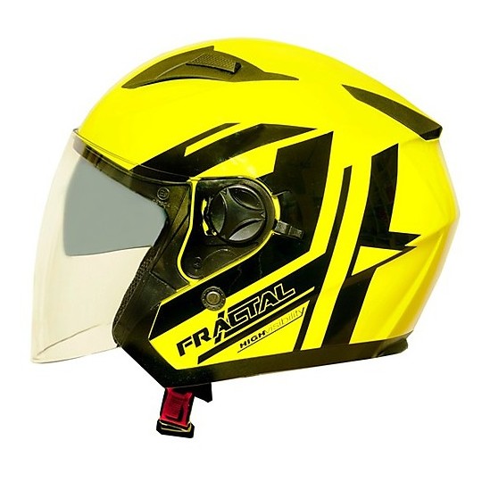 Motorcycle Helmet Jet One "Jettone" Hi-Vision Double Visor Yellow Black