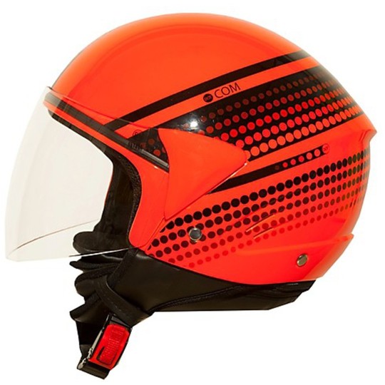 Motorcycle Helmet Jet One Micro Evo black Neckroll Detachable Orange Fluo Log in All saddle