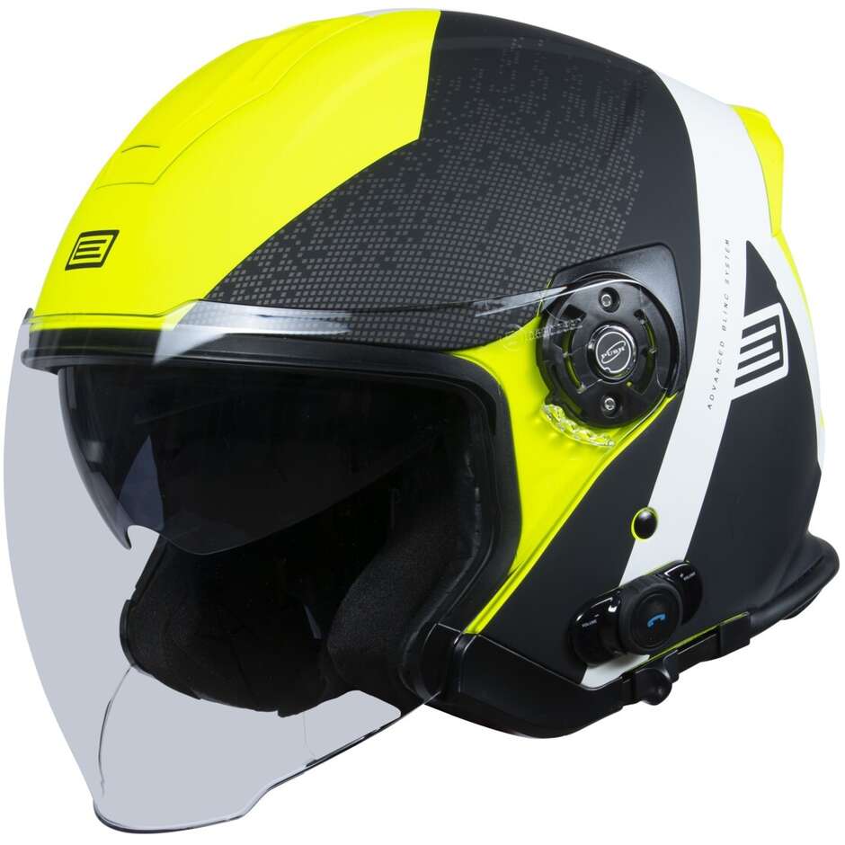 Motorcycle Helmet Jet Origin PALIO 2.0 + Bt Hyper Black Yellow Fluo Matt