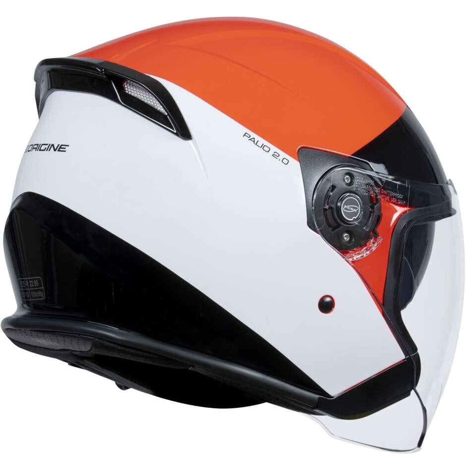 Motorcycle Helmet Jet Origin PALIO 2.0 Scout Black Red Fluo Glossy