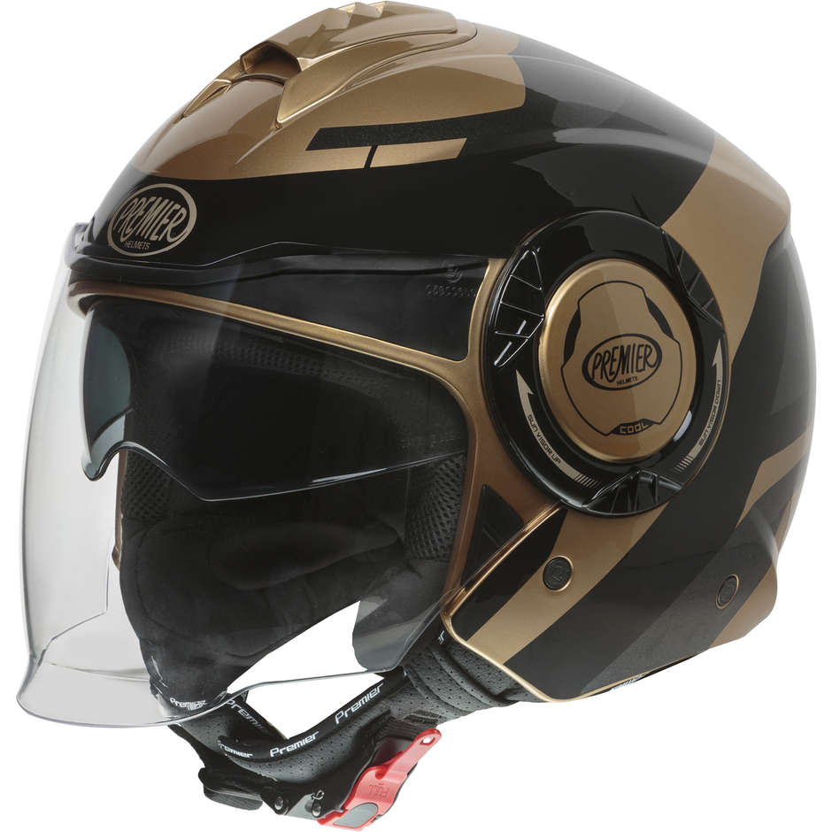 Motorcycle Helmet Jet Premier COOL OPT 19 Black Gold