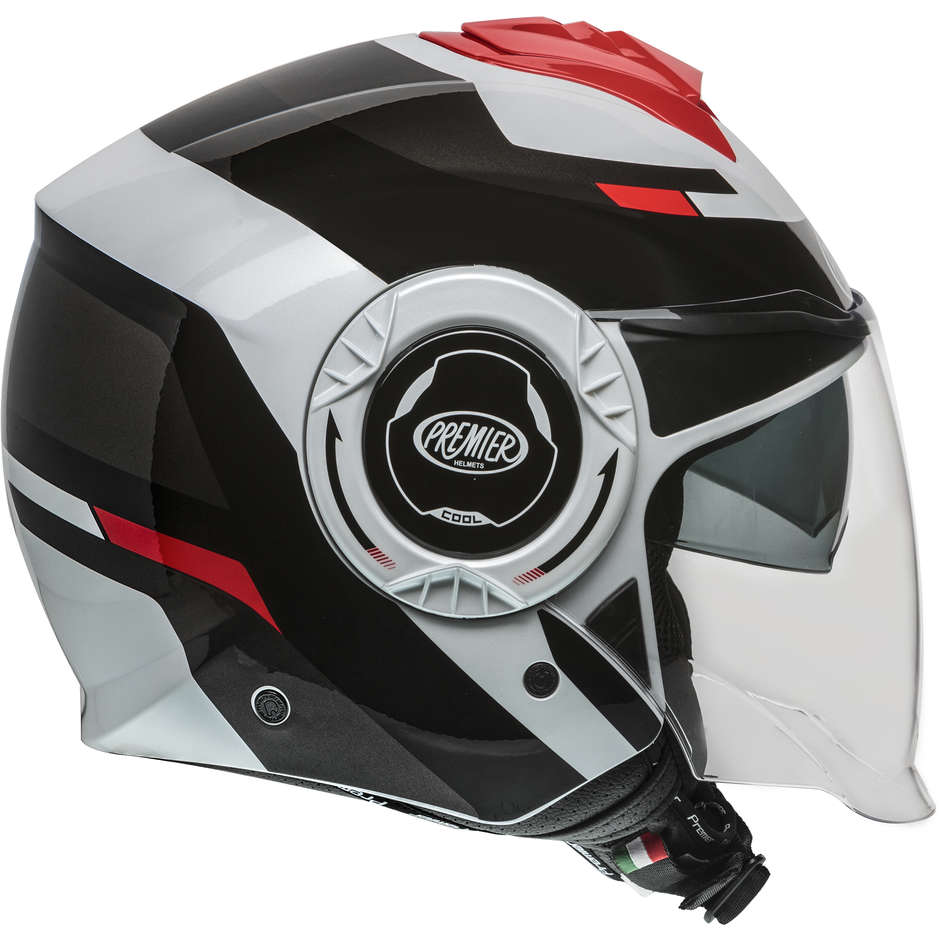 Motorcycle Helmet Jet Premier COOL OPT 2 Black White Red