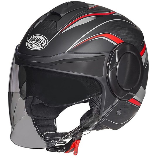 Motorcycle Helmet Jet Premier COOL PX 9 BM Black Red Matt
