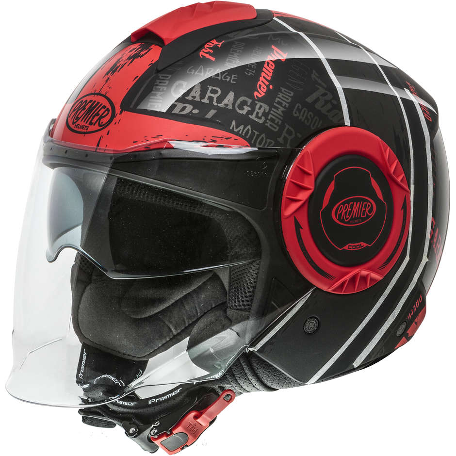 Motorcycle Helmet Jet Premier COOL RD 92 Black Red