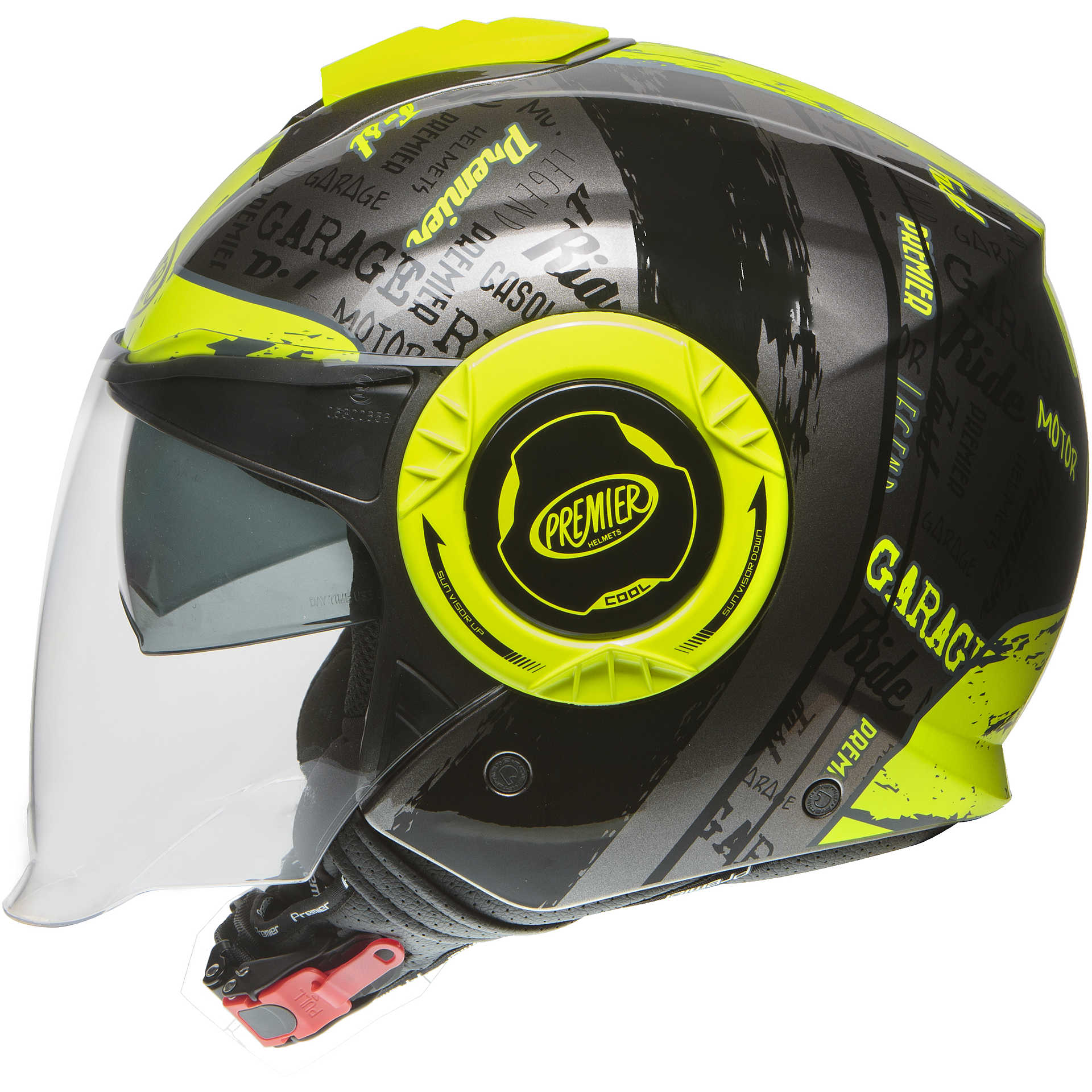 Motorcycle Helmet Jet Premier COOL RDY 17 Anthracite Yellow Fluo For