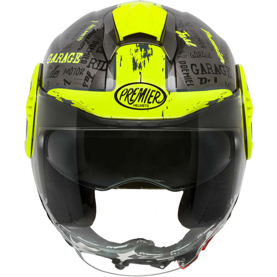 Motorcycle Helmet Jet Premier COOL RDY 17 Anthracite Yellow Fluo