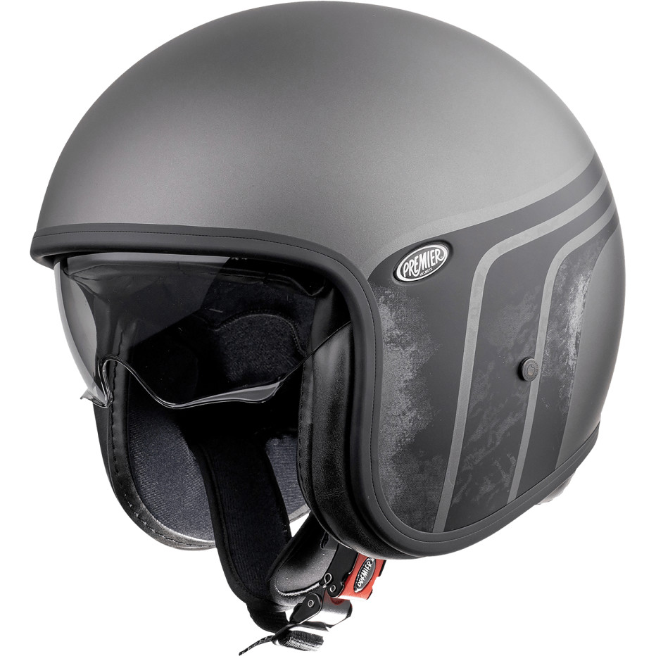 Motorcycle Helmet Jet Premier VINTAGE BTR 17 BM Matt Gray