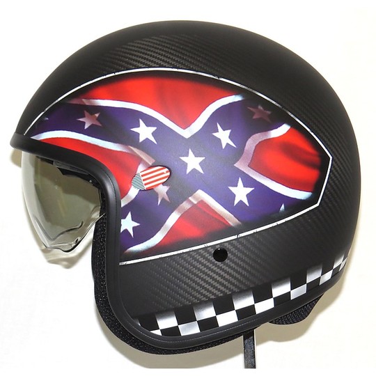 Motorcycle helmet jet premier vintage Carbon with integrated visor Full Carbon Confederate