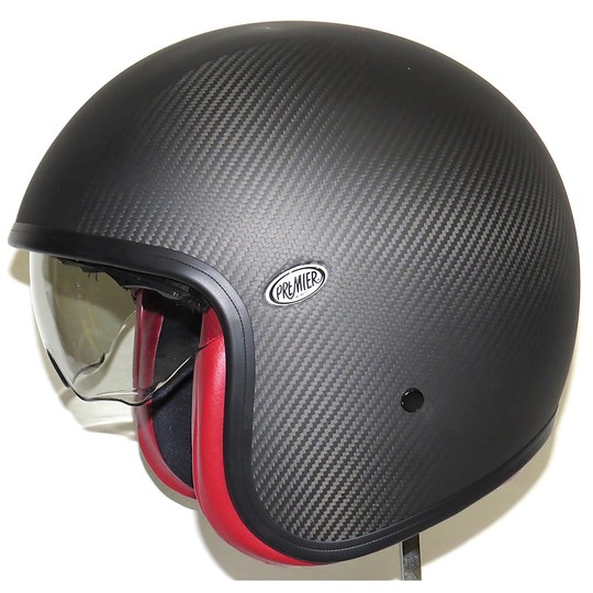 Motorcycle helmet jet premier vintage Carbon with integrated visor Full Carbon