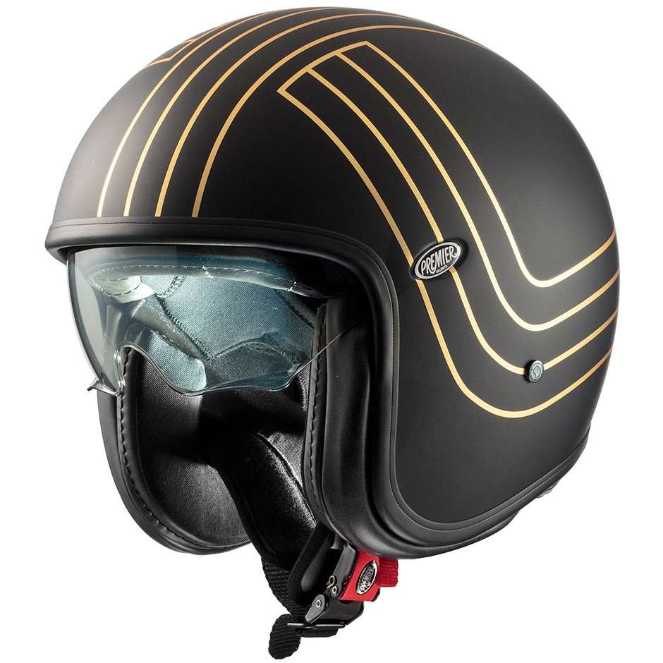 Motorcycle Helmet Jet Premier VINTAGE EX GOLD CHROMED BM Matt