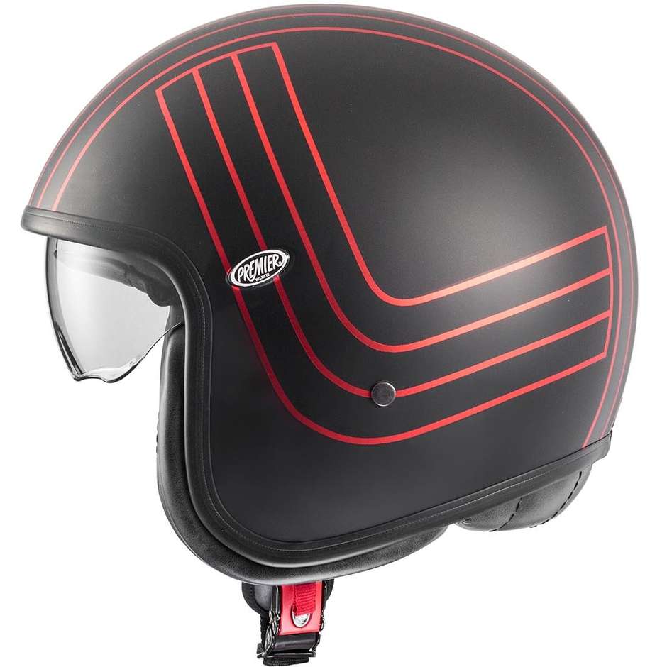 Motorcycle Helmet Jet Premier VINTAGE EX RED CHROMED BM Matt