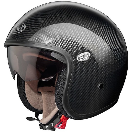Motorcycle Helmet Jet Premier Vintage Fiber CARBON With visor Integrated