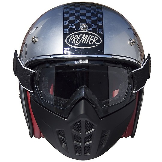Motorcycle Helmet Jet Premier Vintage Fiber Mask NX Chromed