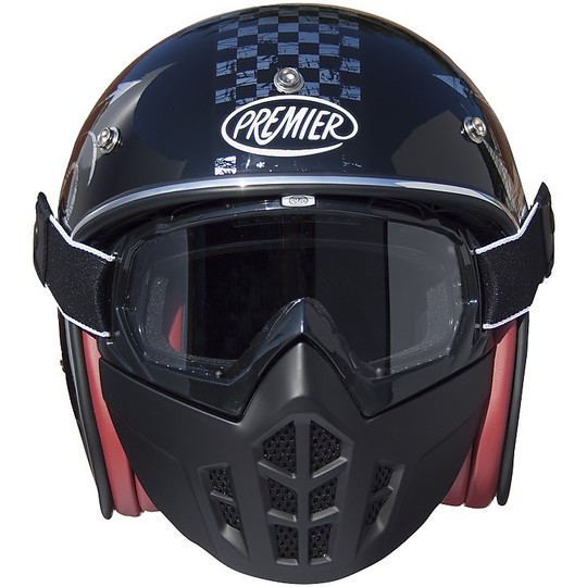 Motorcycle Helmet Jet Premier Vintage Fiber Mask NX Silver Chromed