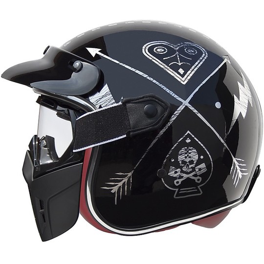 Motorcycle Helmet Jet Premier Vintage Fiber Mask NX Silver Chromed