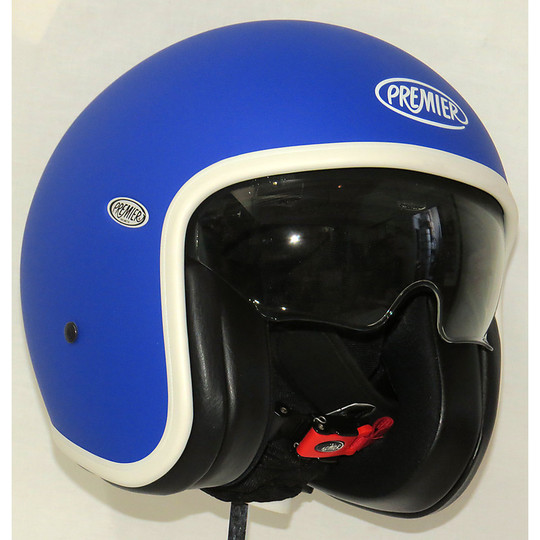 Motorcycle helmet jet premier vintage fiber with integrated Blu Matt visor