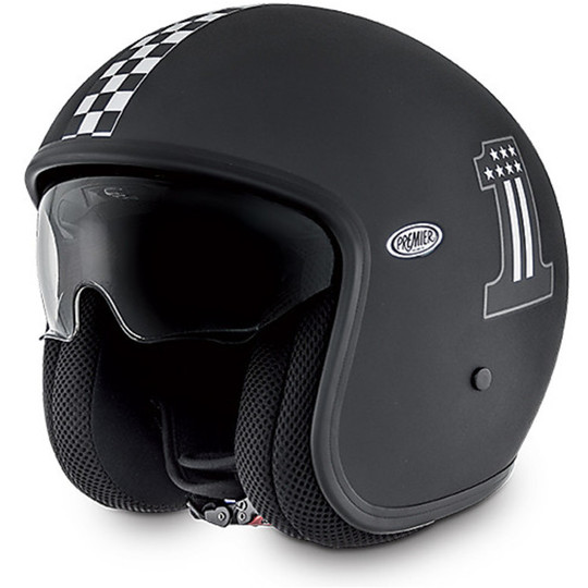 Motorcycle helmet jet premier vintage fiber with integrated visor Ck One 9BM Matt Black