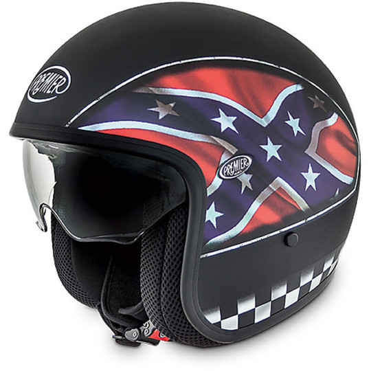 Motorcycle helmet jet premier vintage fiber with integrated visor Confederate 9BM