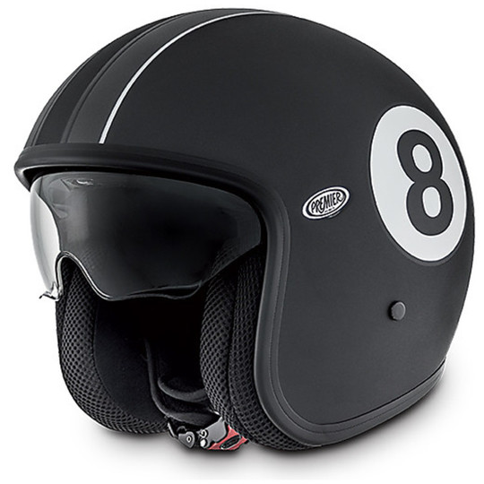 Motorcycle helmet jet premier vintage fiber with integrated visor Eigth 9BM Matte Black