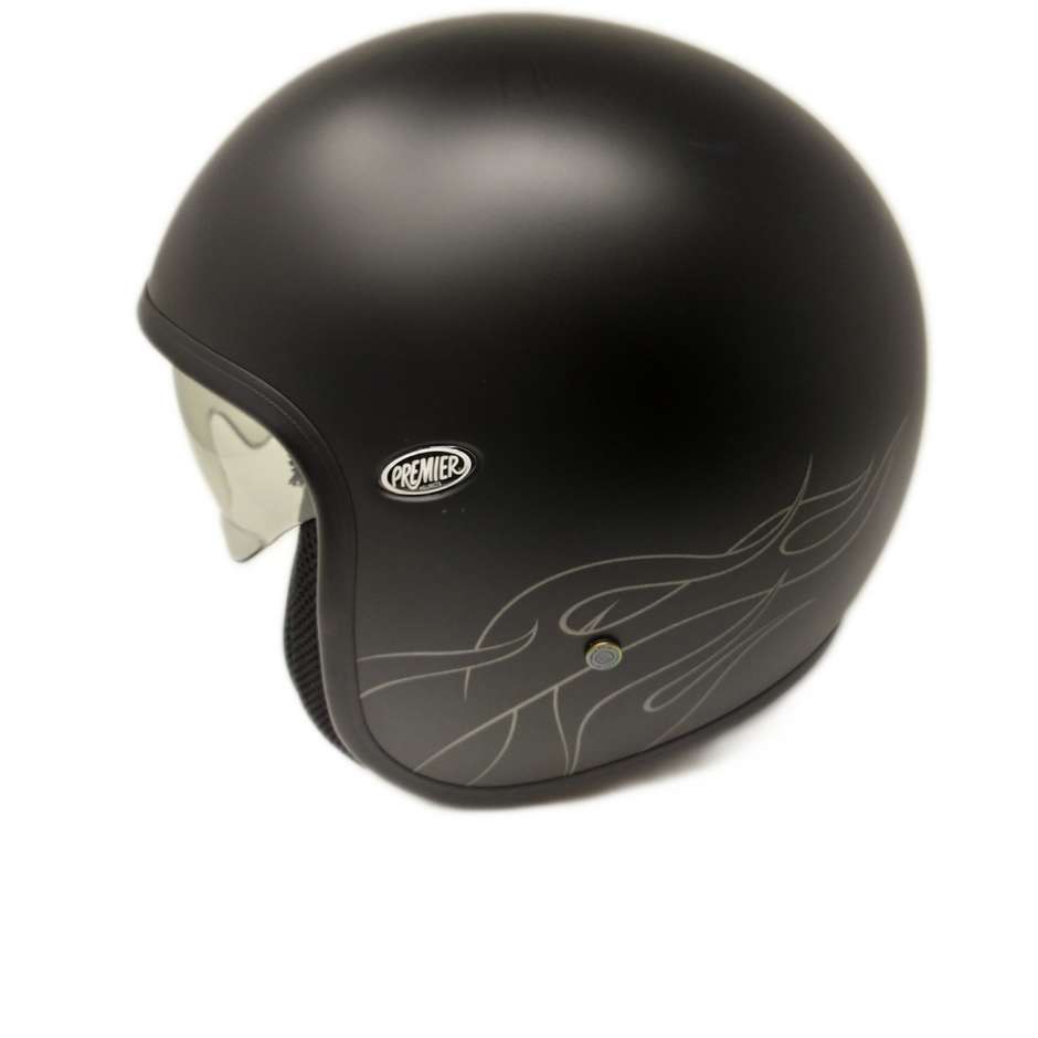 Motorcycle helmet jet premier vintage fiber with integrated visor FL9 Black